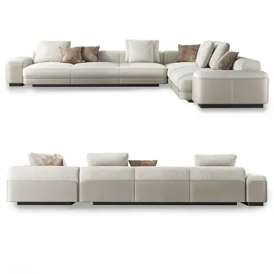 Modular Sectional Sofa With Neutral Upholstery 3d model