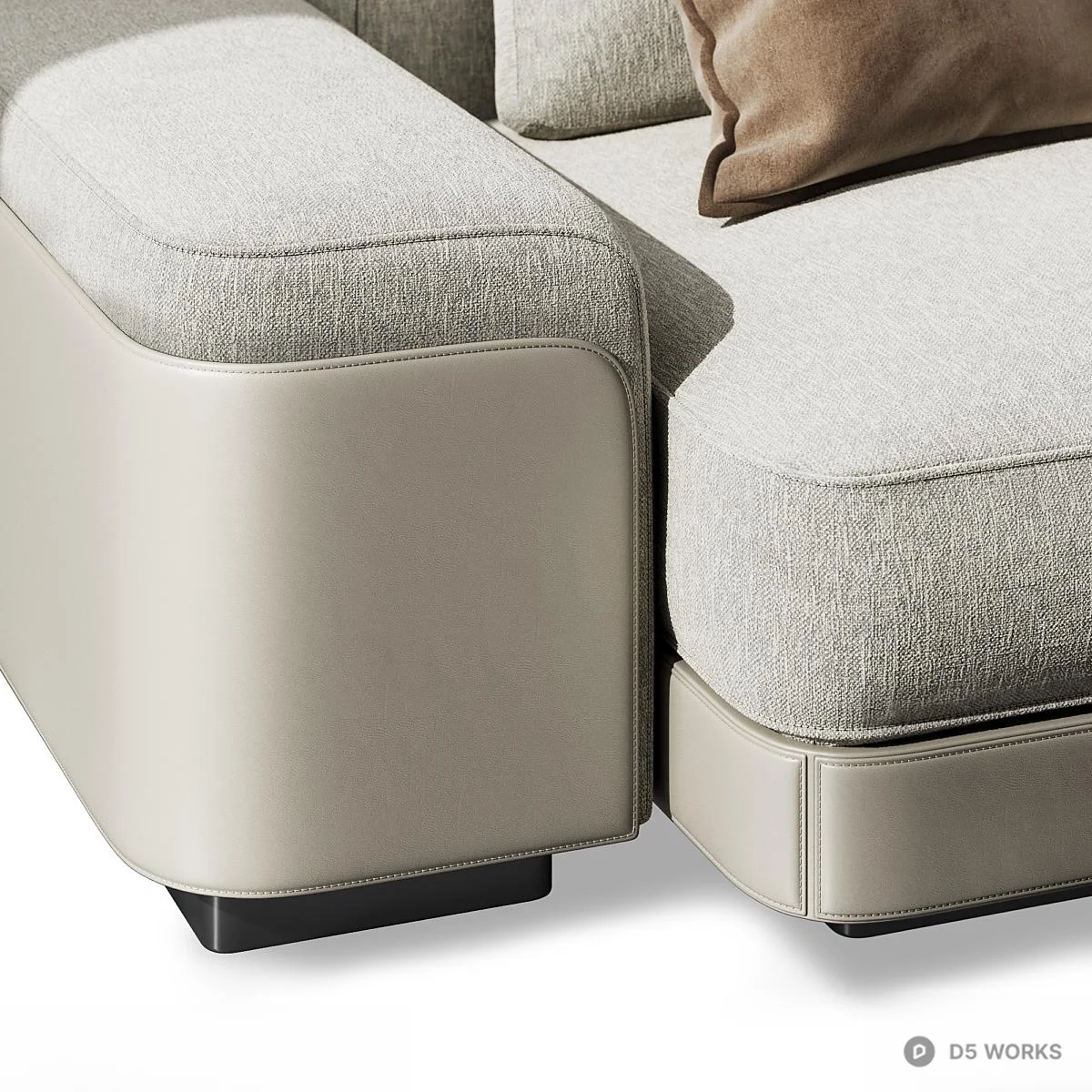 Modular Sectional Sofa With Neutral Upholstery 3d model thumbnail 2