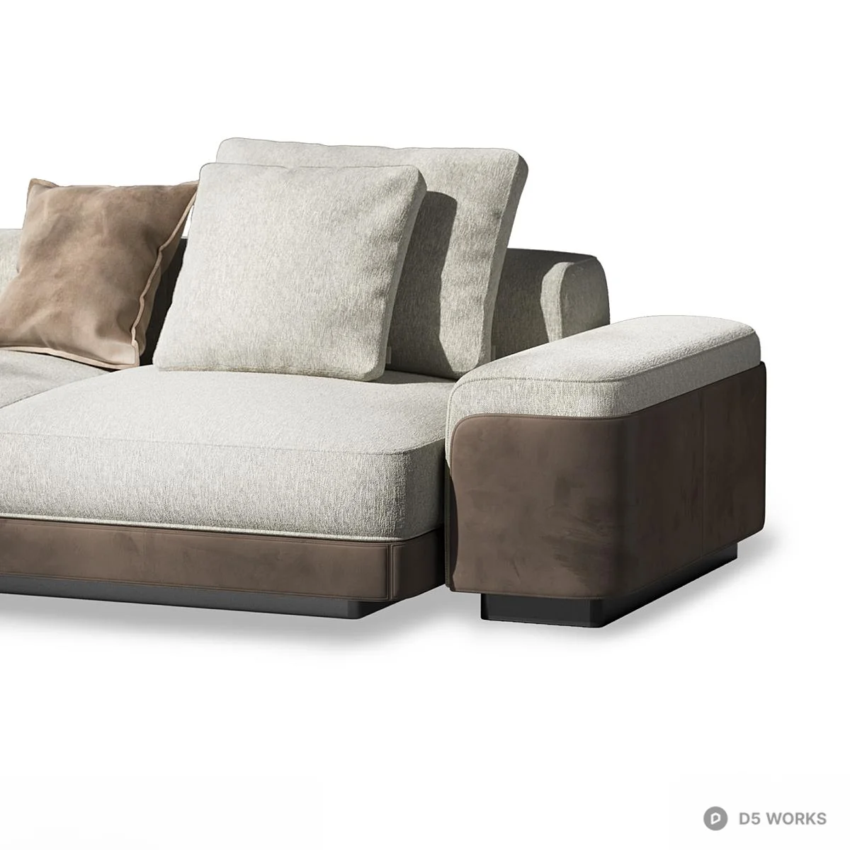 Modular Sectional Sofa With Neutral Upholstery 3d model thumbnail 5