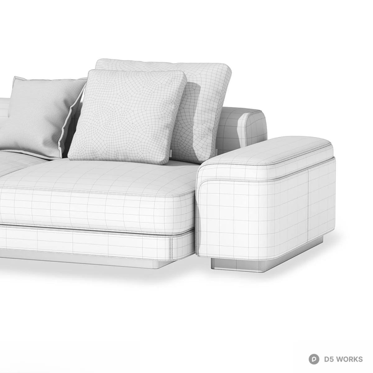 Modular Sectional Sofa With Neutral Upholstery 3d model thumbnail 6