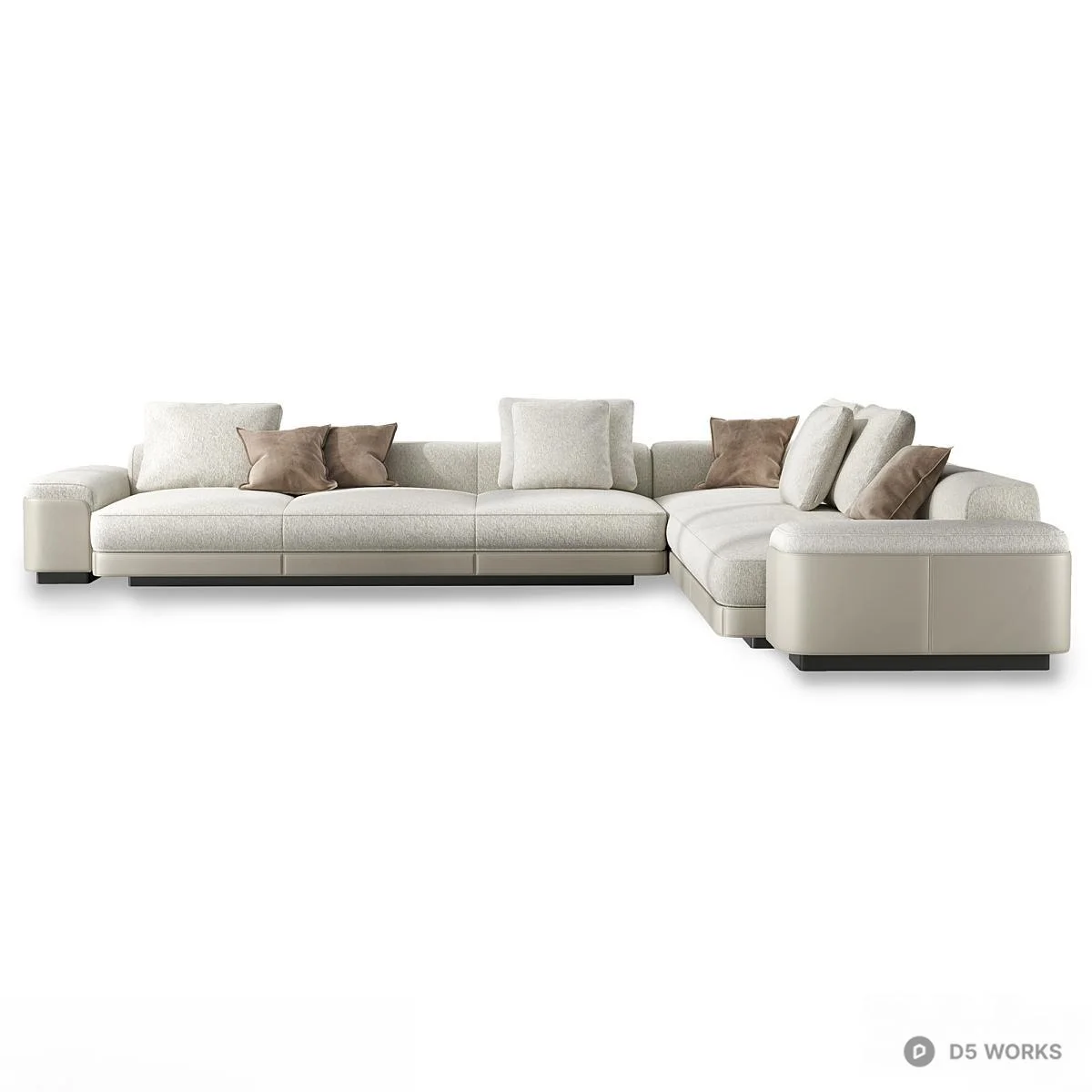 Modular Sectional Sofa With Neutral Upholstery 3d model thumbnail 3