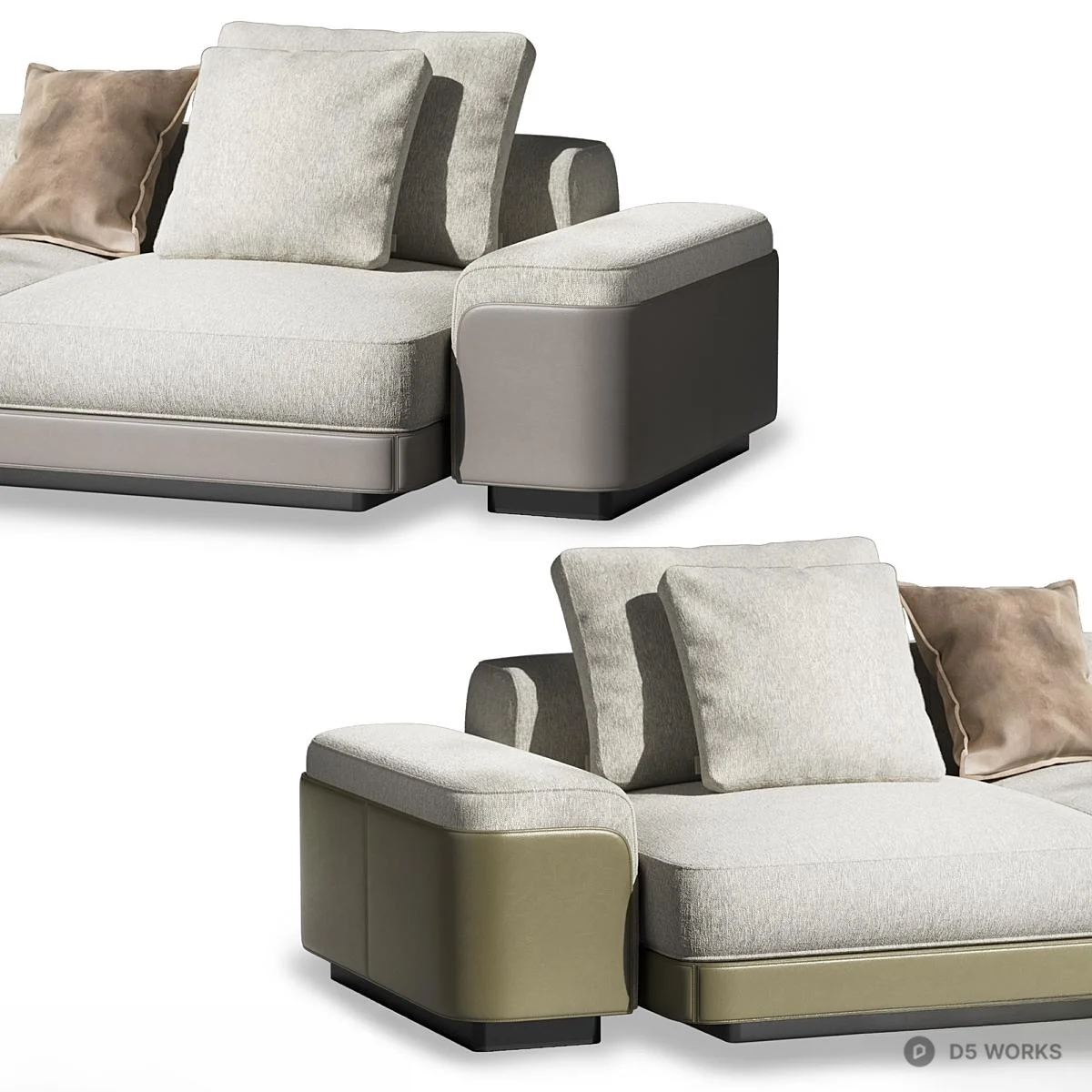 Modular Sectional Sofa With Neutral Upholstery 3d model thumbnail 4
