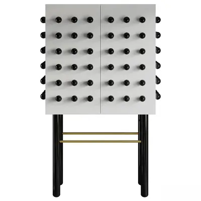 Modern Black Knob Wine Cabinet 3d model