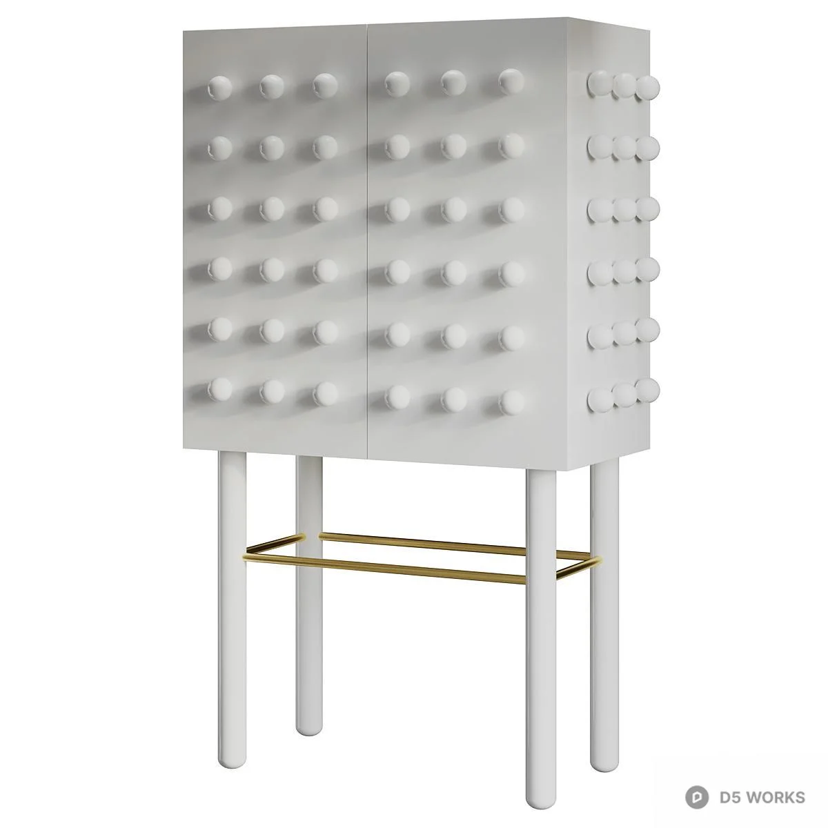 Modern Black Knob Wine Cabinet 3d model thumbnail 3