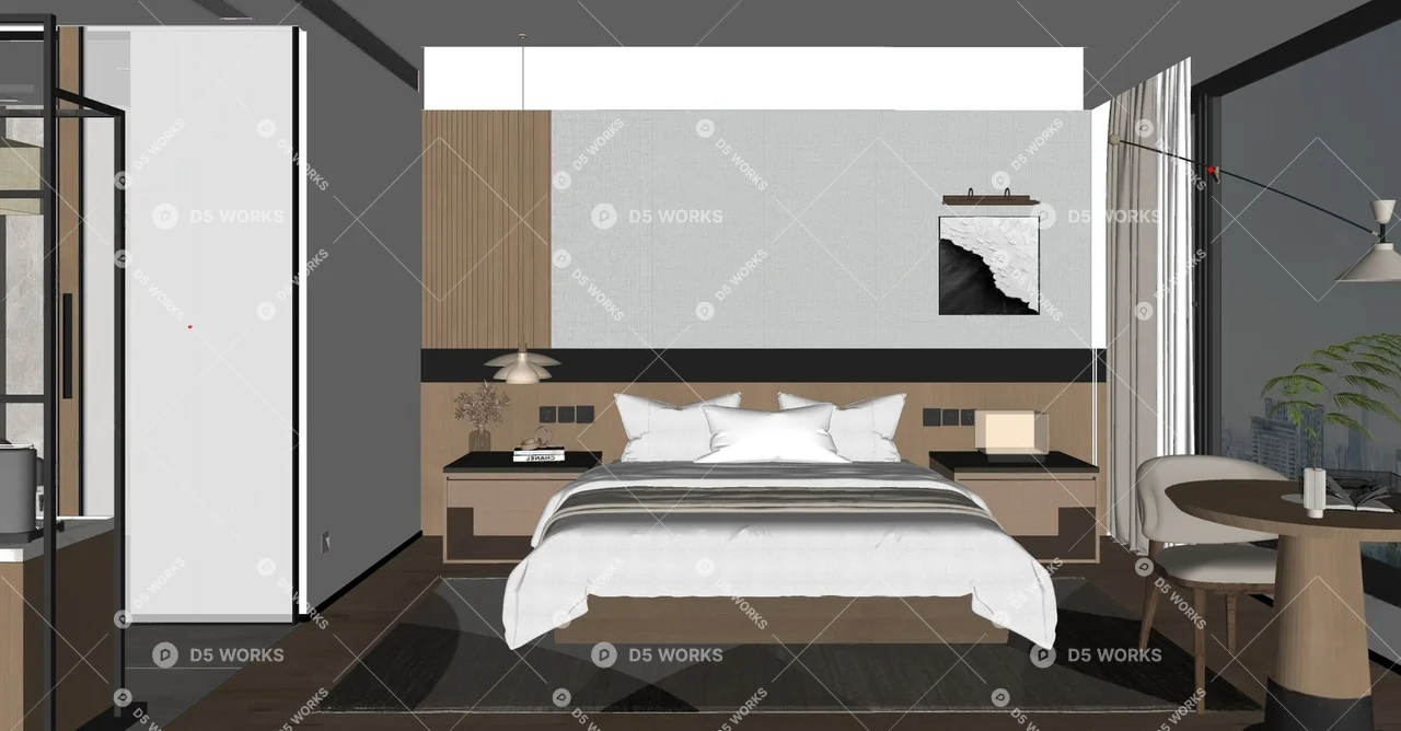 Hotel Guest Room 3d model thumbnail 2
