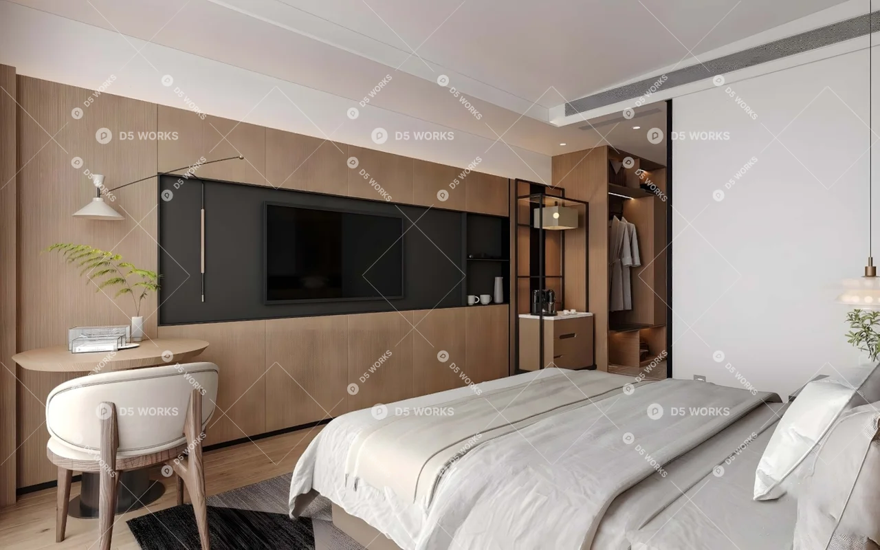 Hotel Guest Room 3d model thumbnail 3