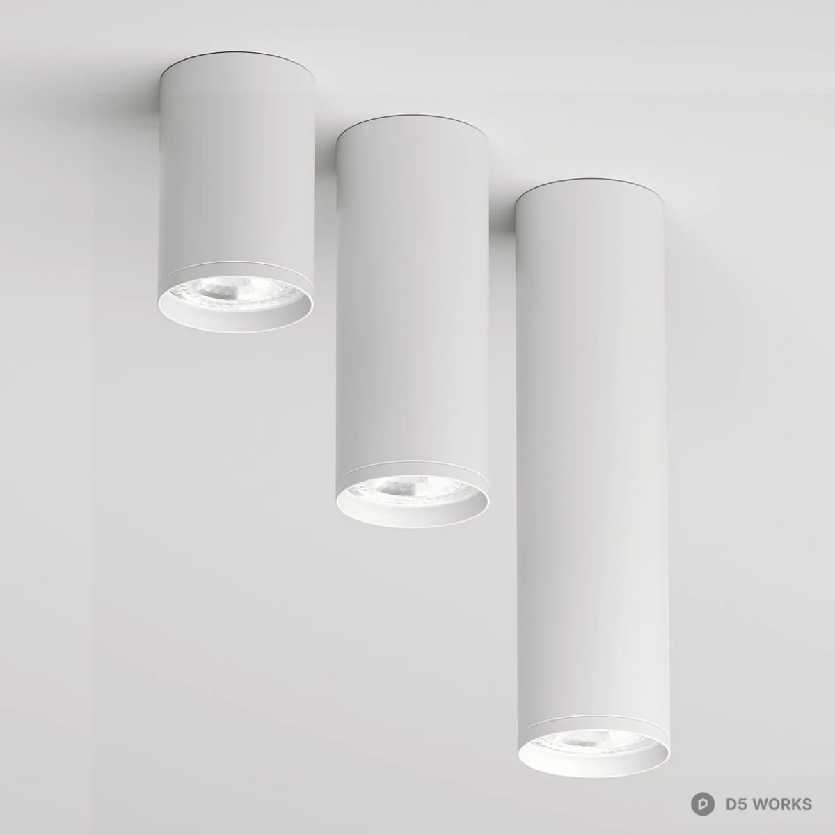 Matte Black Cylindrical Recessed Spotlights 3d model thumbnail 5