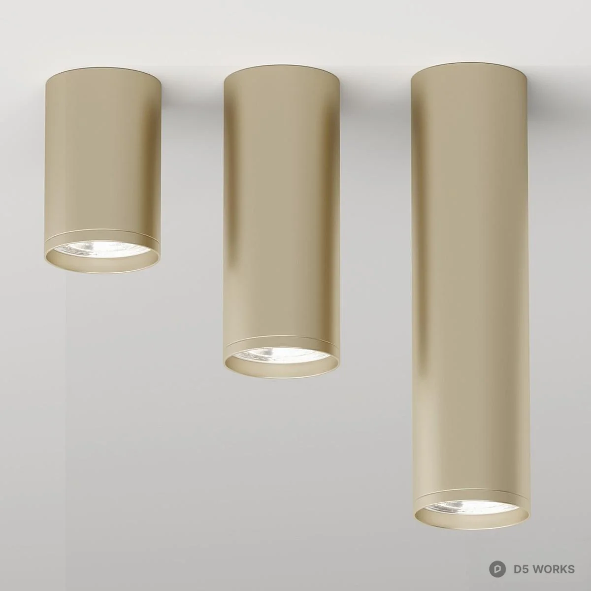 Matte Black Cylindrical Recessed Spotlights 3d model thumbnail 3