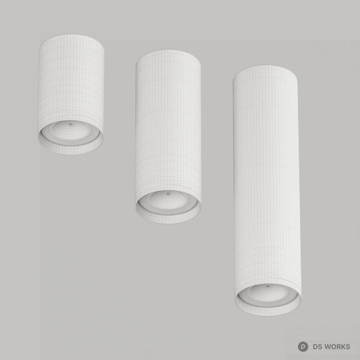 Matte Black Cylindrical Recessed Spotlights 3d model thumbnail 6