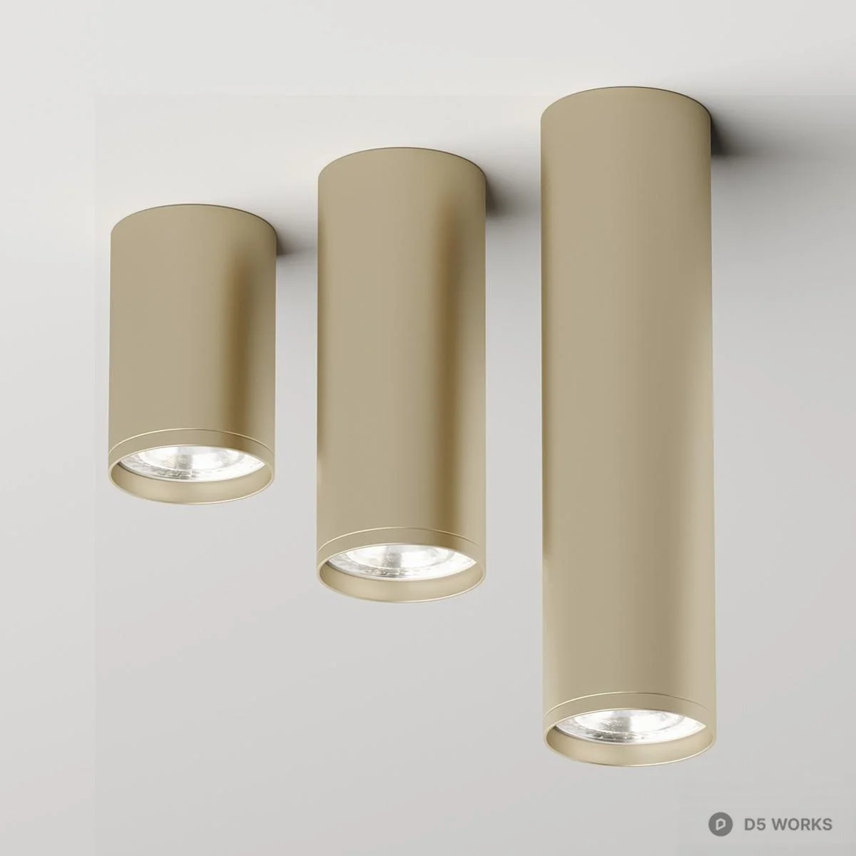 Matte Black Cylindrical Recessed Spotlights 3d model thumbnail 2