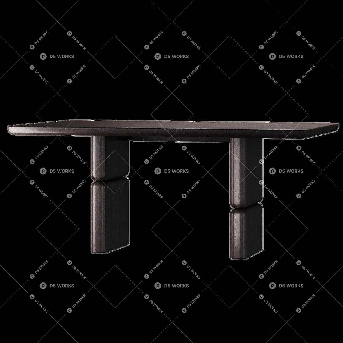 Mid-Century Modern Dining Table 3d model thumbnail 3