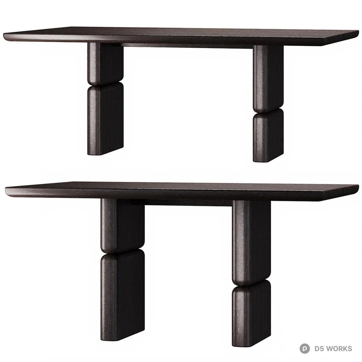 Minimalist Solid Wood Dining Table 3d model thumbnail 2