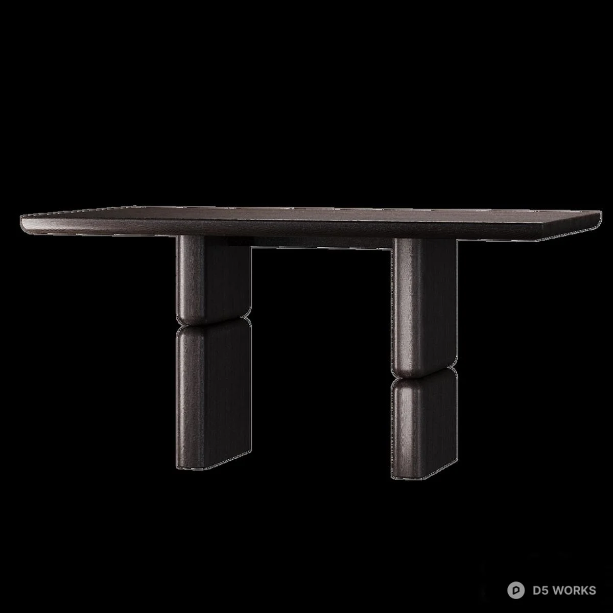 Minimalist Solid Wood Dining Table 3d model - Image 1