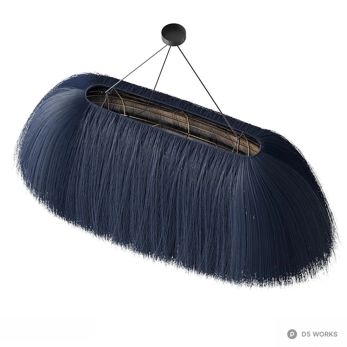 Navy Blue Fringed Pendant Lamp 3d model thumbnail 3