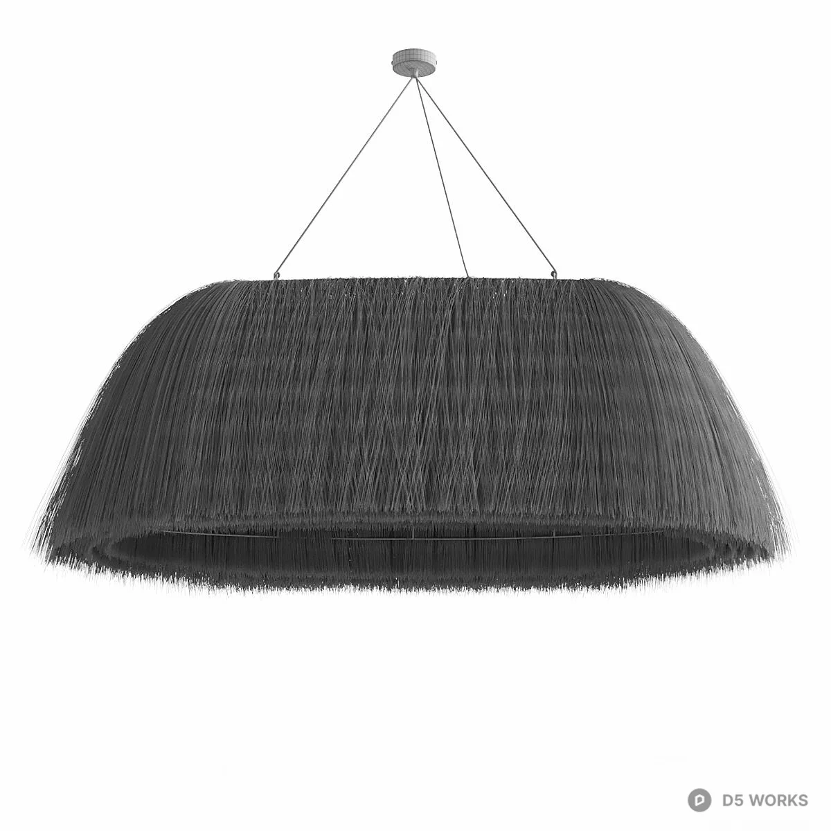 Navy Blue Fringed Pendant Lamp 3d model thumbnail 5