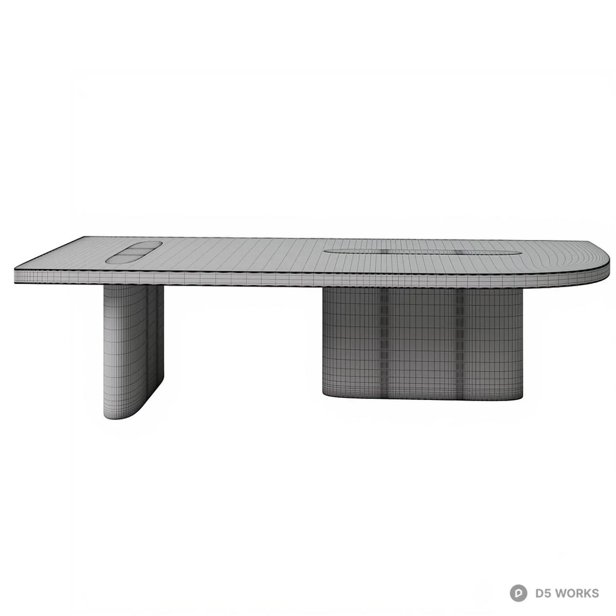 Minimalist Wood Grain Conference Table 3d model thumbnail 4