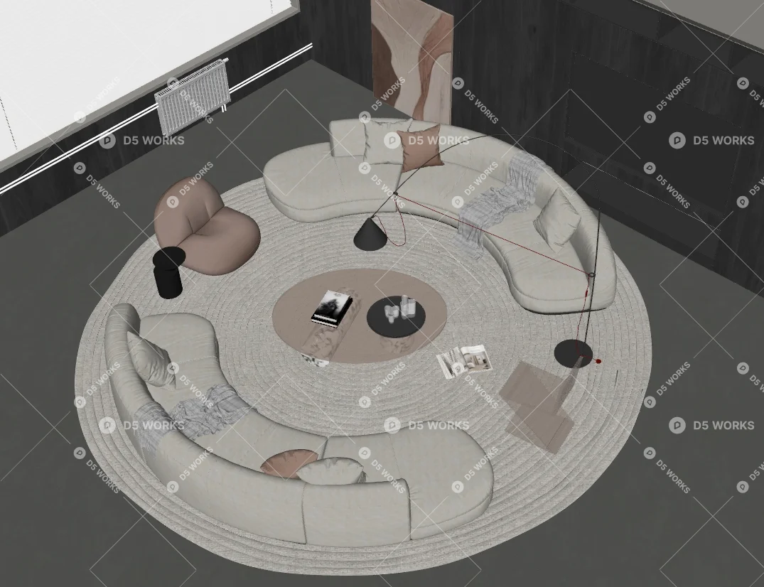 Modern Sofa & Side Table Set 3d model thumbnail 2