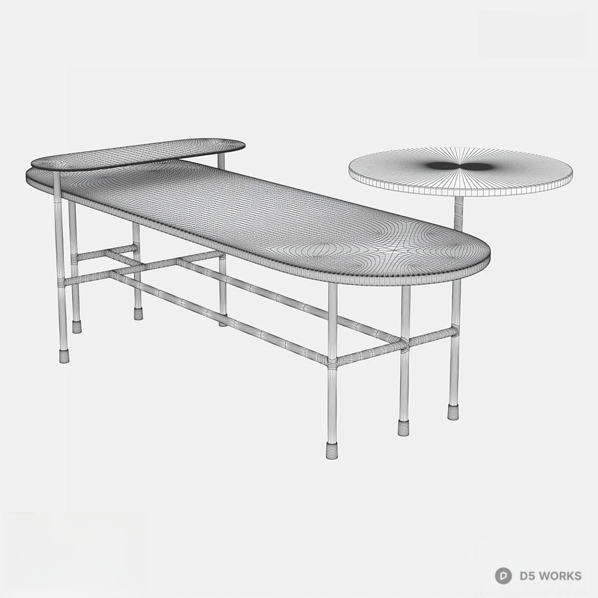 Minimalist Black Marble Top Coffee Table With Brass Accent 3d model thumbnail 2