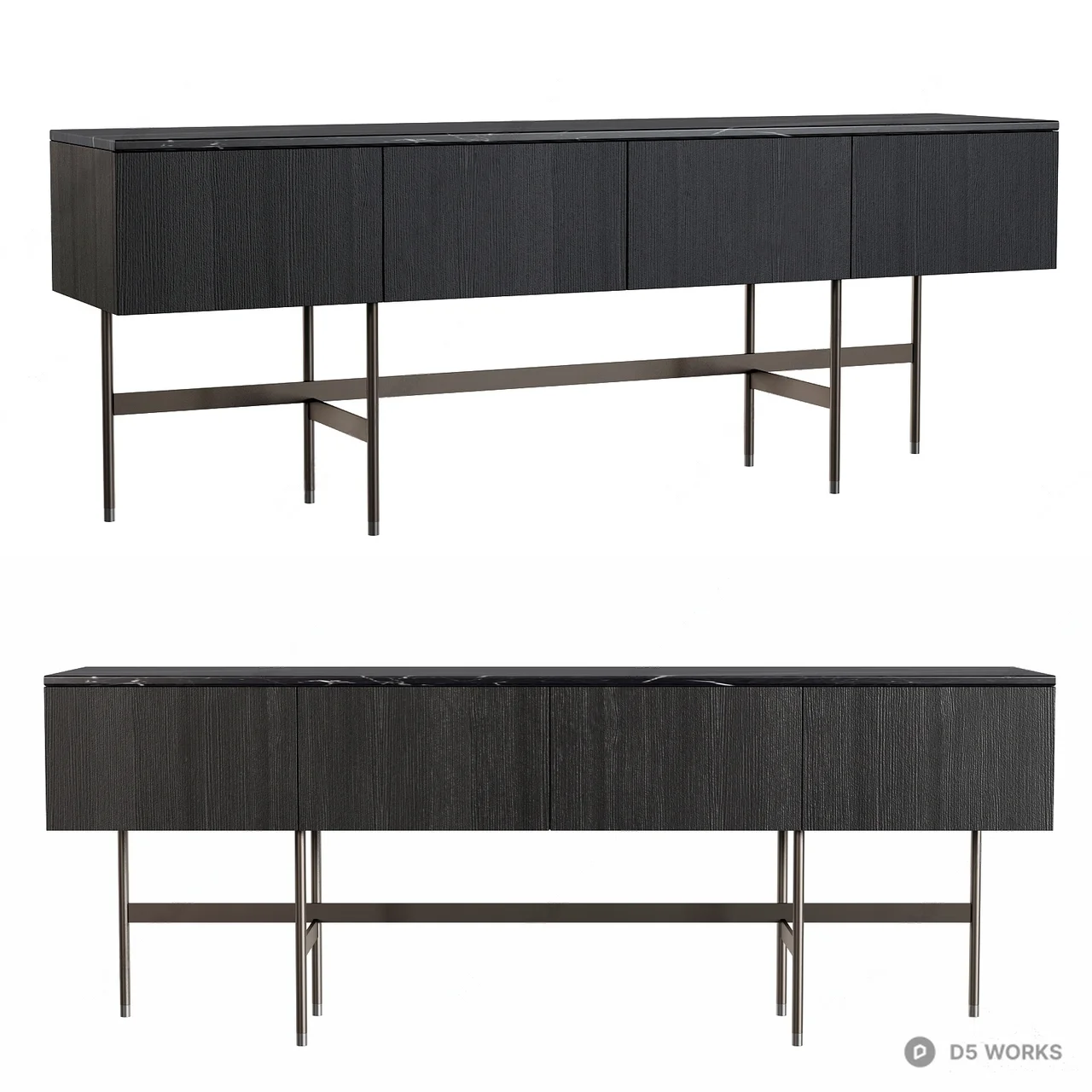 Minimalist Black Sideboard 3d model - Image 1