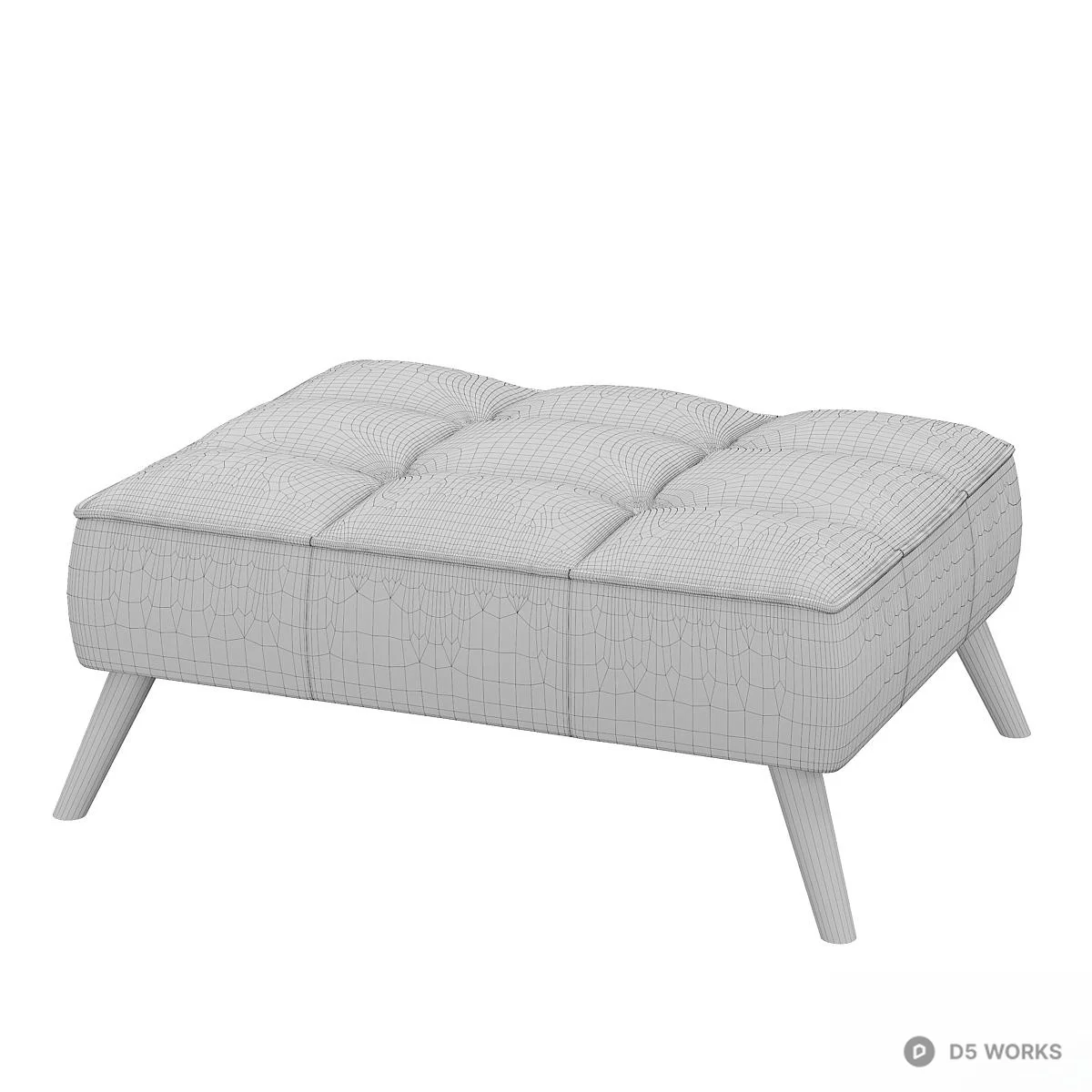 Velvet Tufted Sofa Stool 3d model thumbnail 4