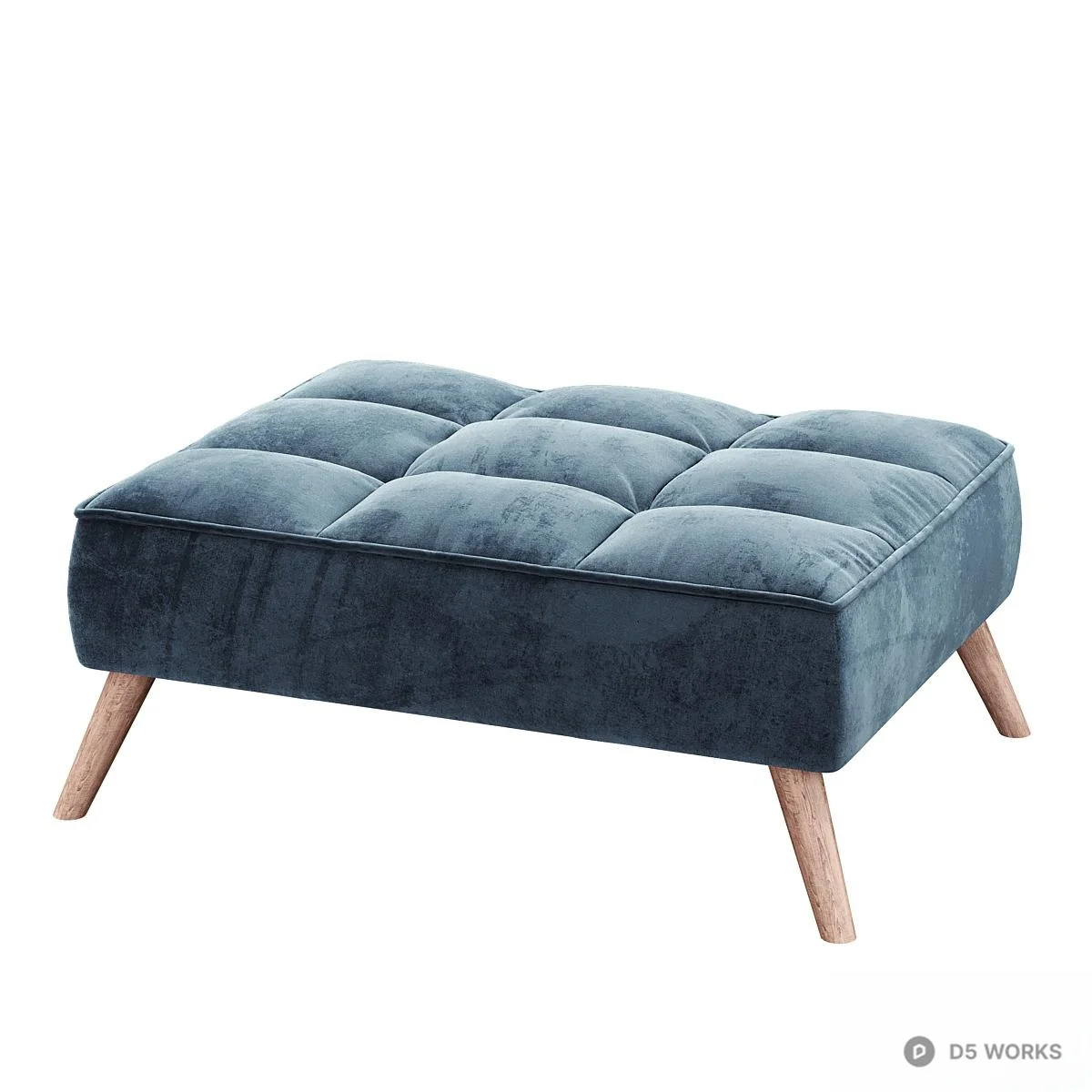 Velvet Tufted Sofa Stool 3d model thumbnail 2