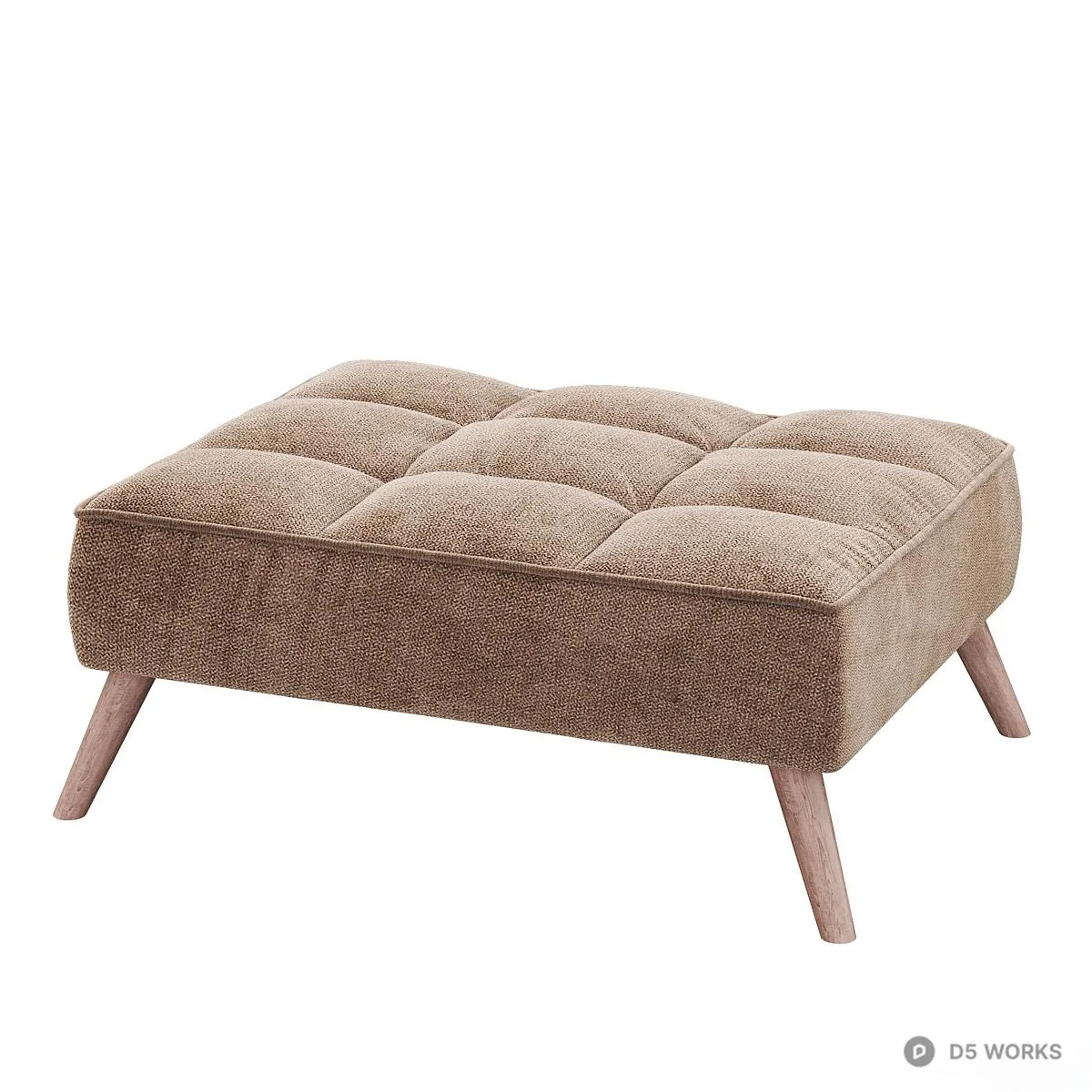 Velvet Tufted Sofa Stool 3d model thumbnail 3