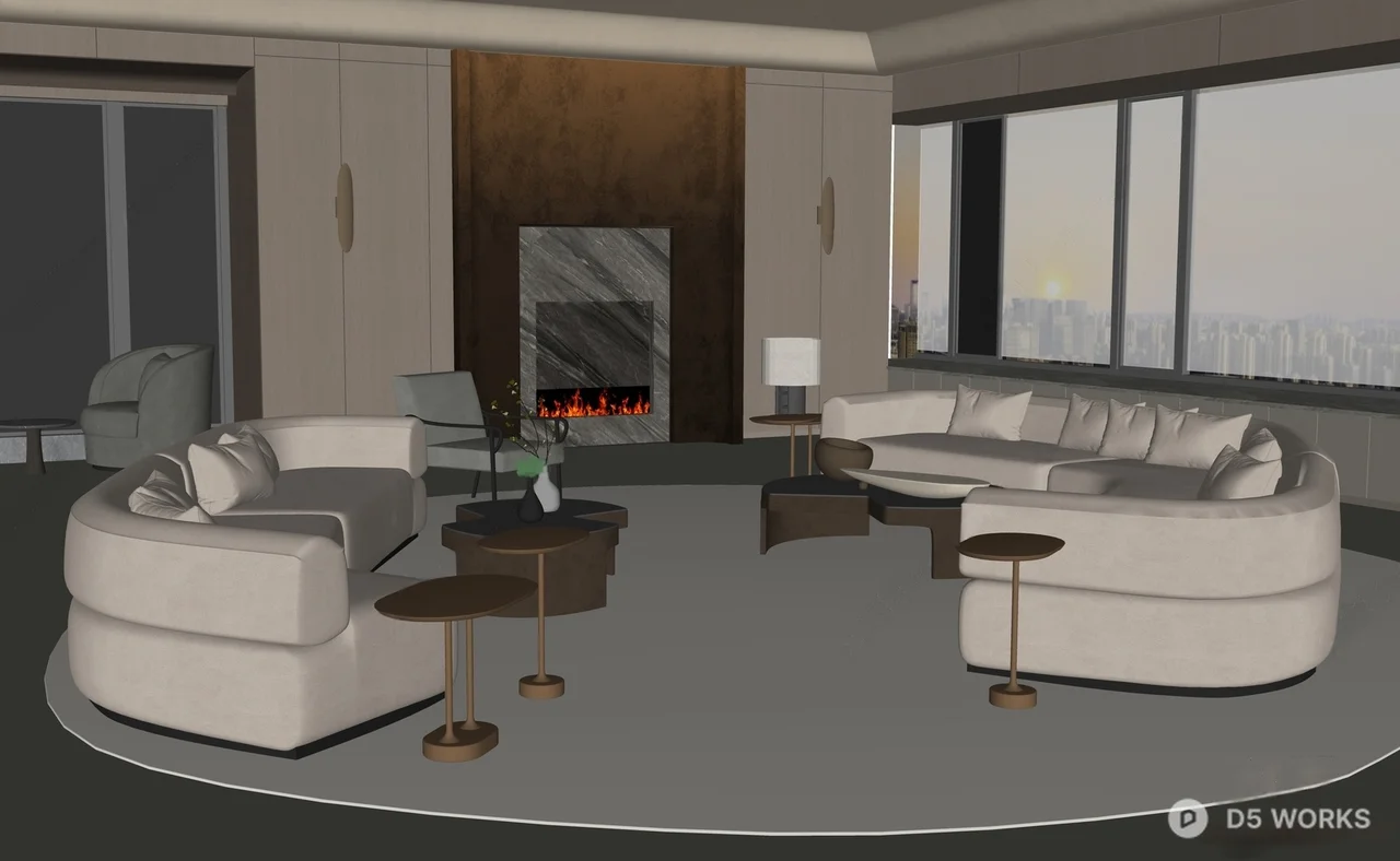 Modern Home Living Room 3d model thumbnail 2