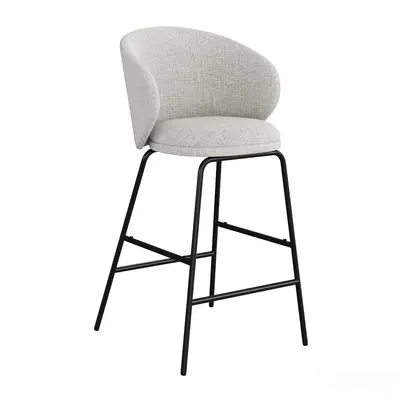 Textured Fabric Bar Chair With Black Metal Frame 3d model