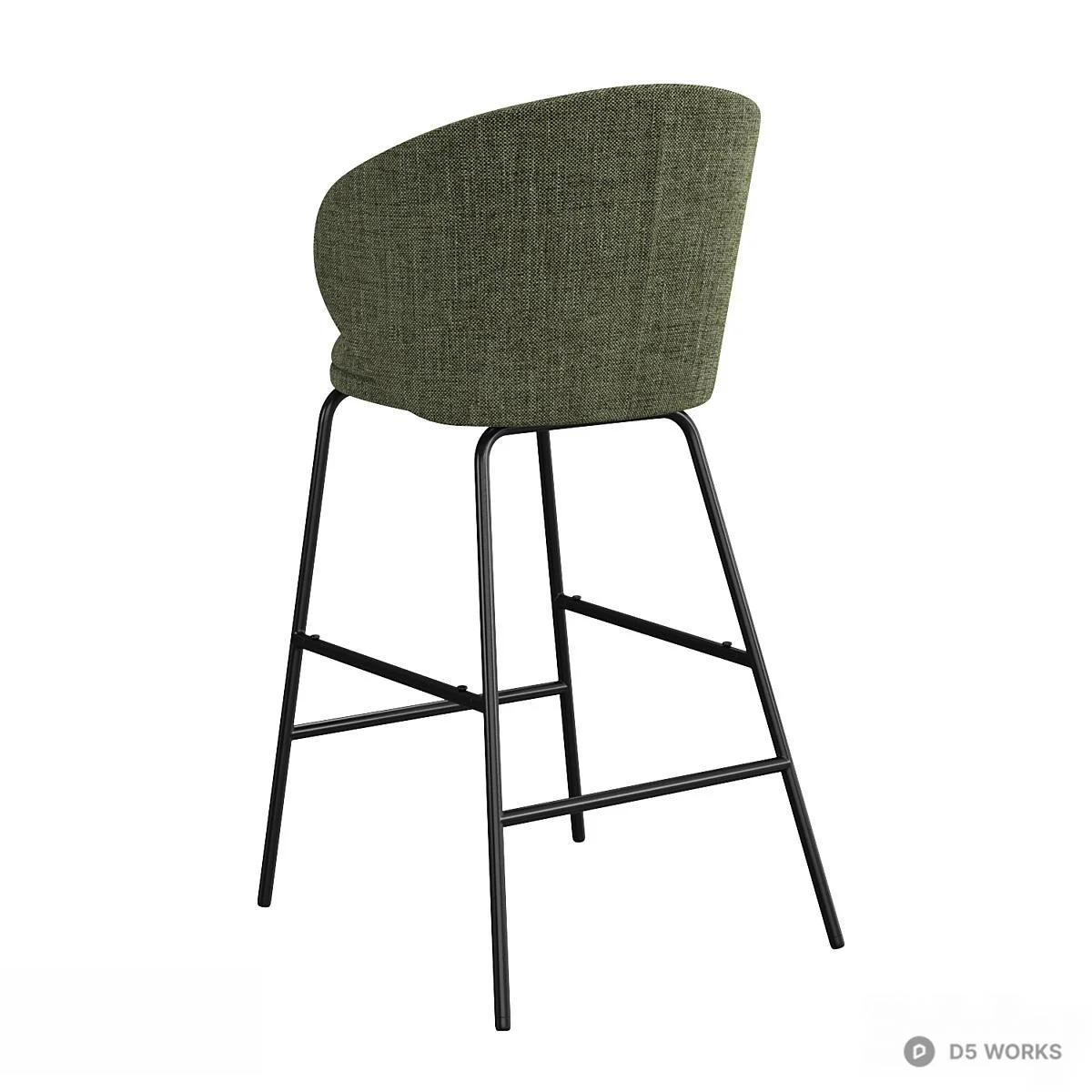 Textured Fabric Bar Chair With Black Metal Frame 3d model thumbnail 4