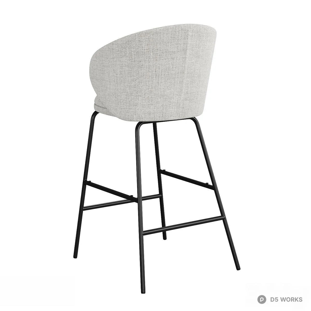 Textured Fabric Bar Chair With Black Metal Frame 3d model thumbnail 3