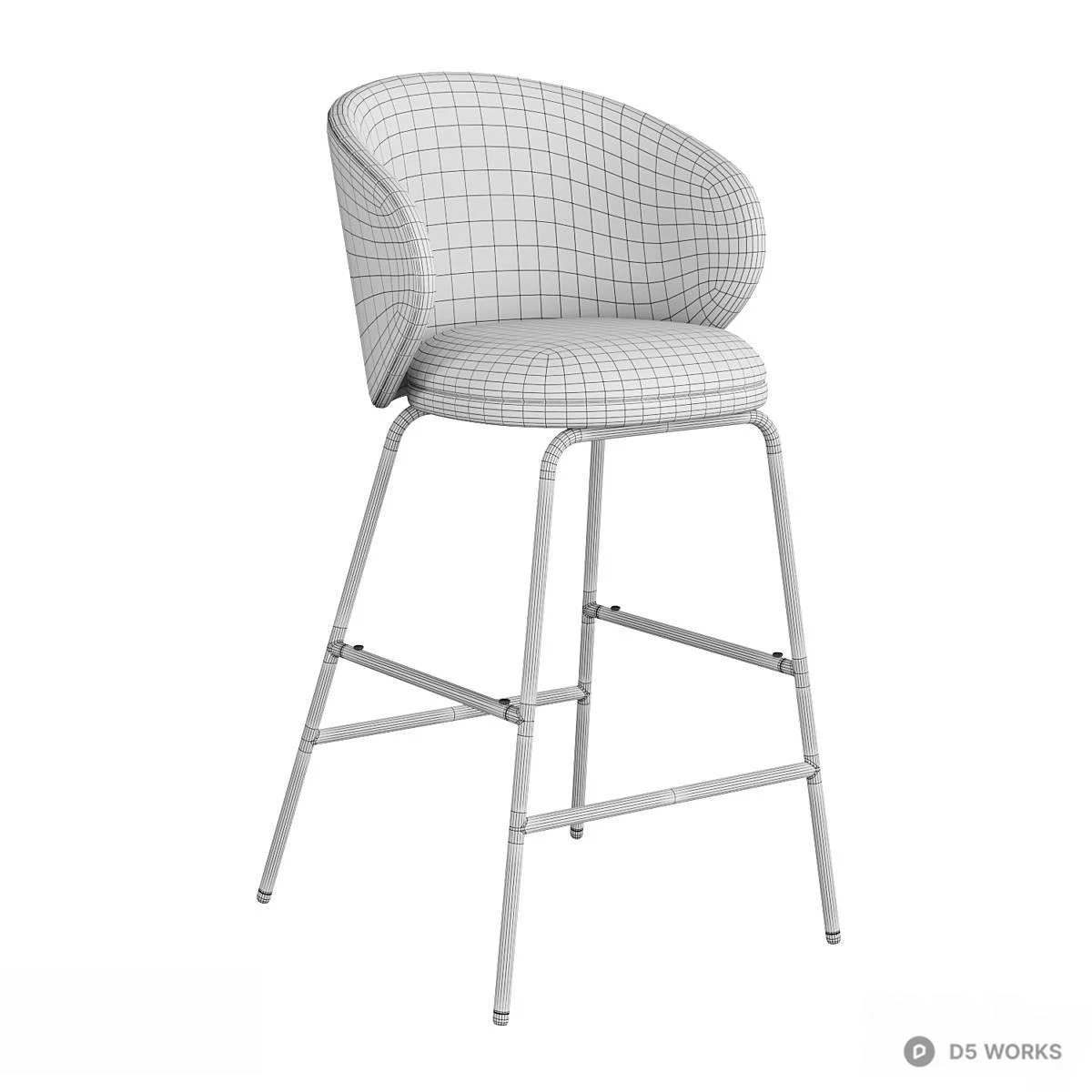 Textured Fabric Bar Chair With Black Metal Frame 3d model thumbnail 5