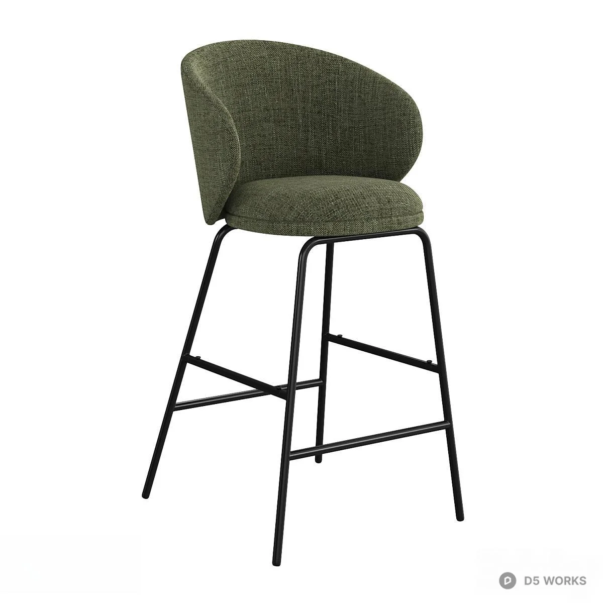 Textured Fabric Bar Chair With Black Metal Frame 3d model thumbnail 2