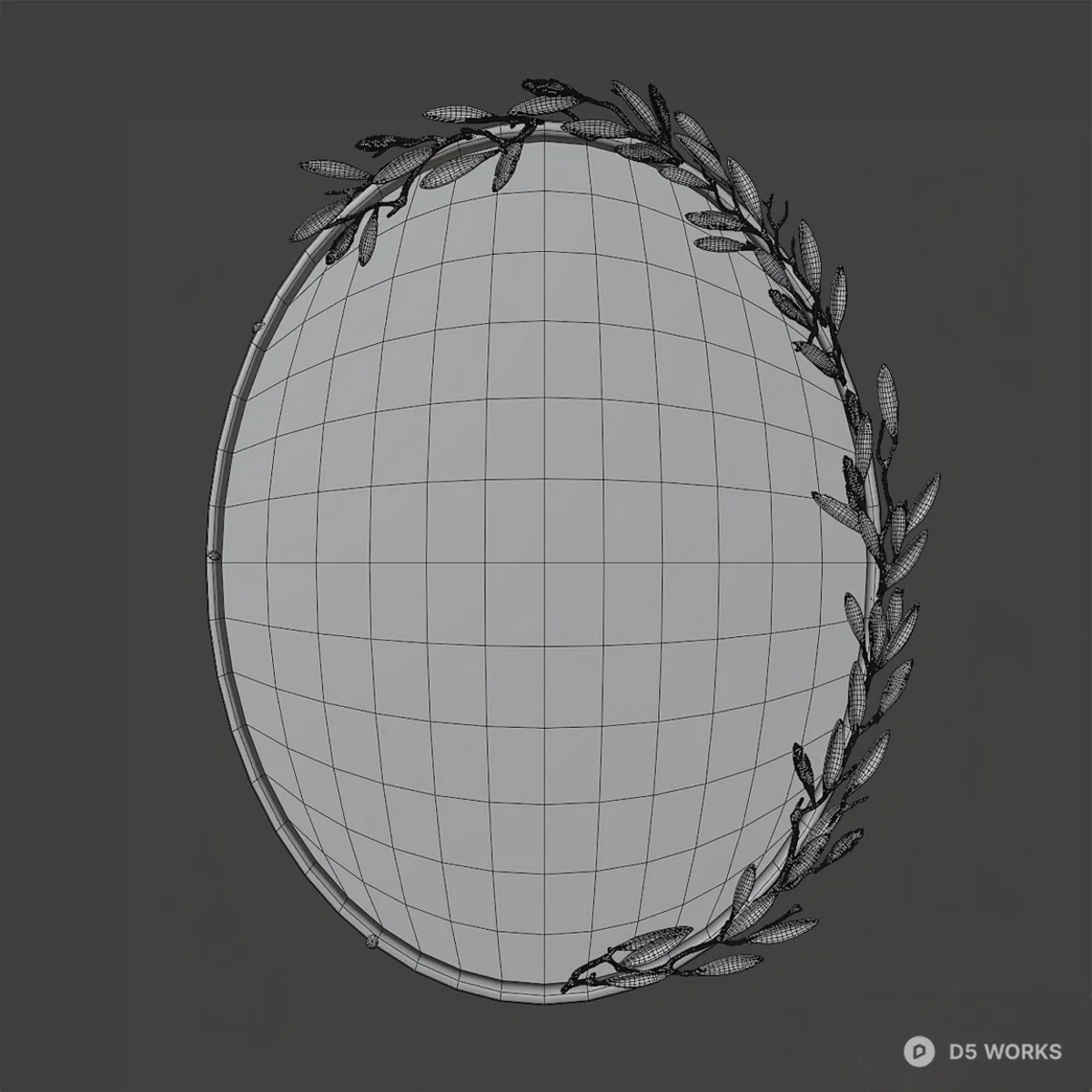 Oval Olive Branch Decorative Mirror 3d model thumbnail 2