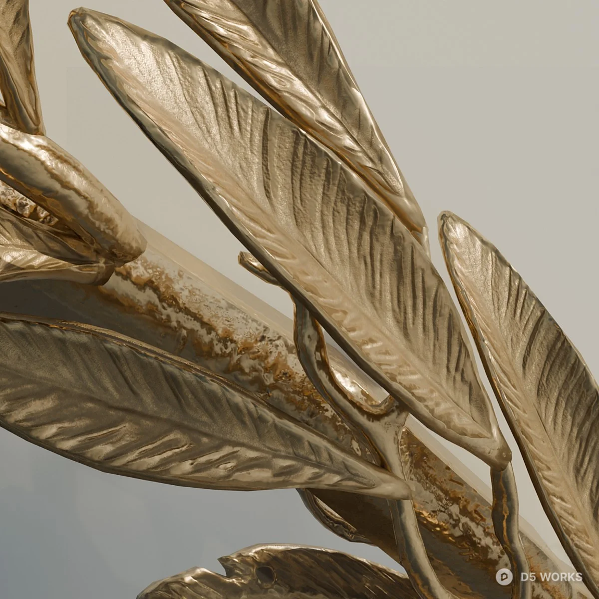 Oval Olive Branch Decorative Mirror 3d model thumbnail 5