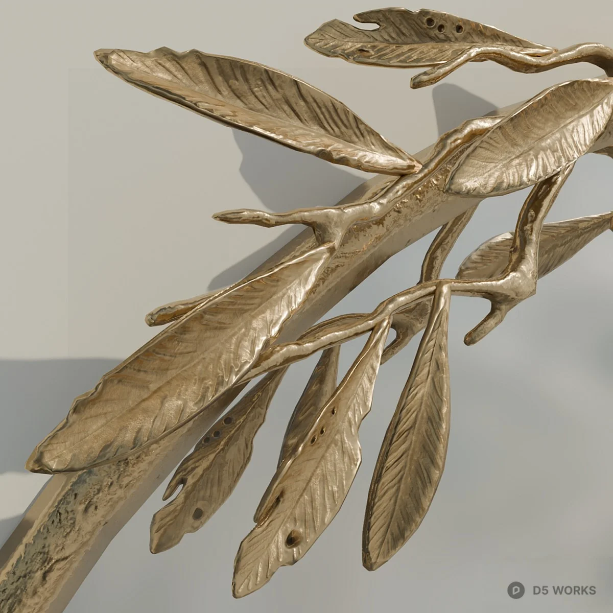 Oval Olive Branch Decorative Mirror 3d model thumbnail 4