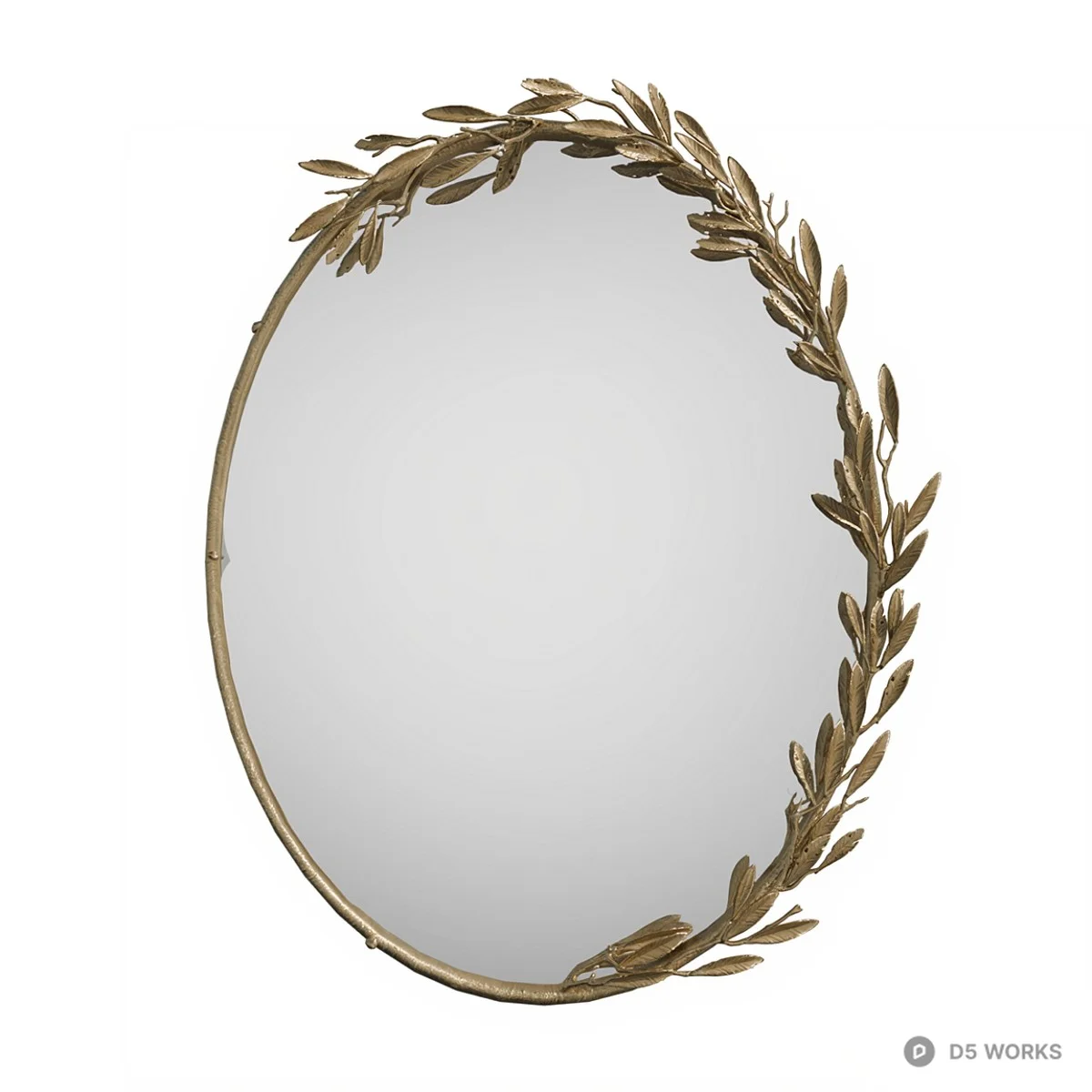 Oval Olive Branch Decorative Mirror 3d model - Image 1