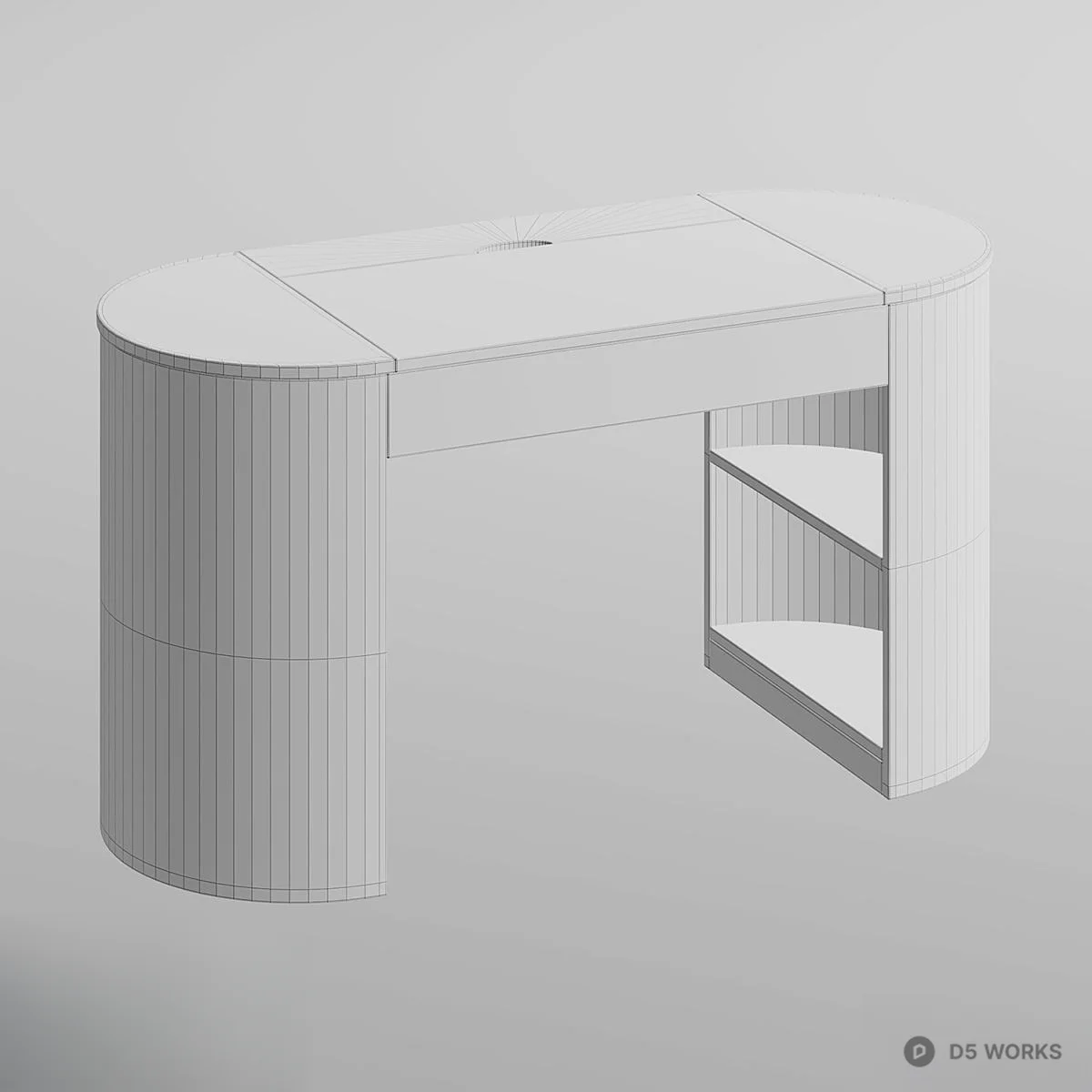 Herringbone Wood Vanity Table 3d model thumbnail 3