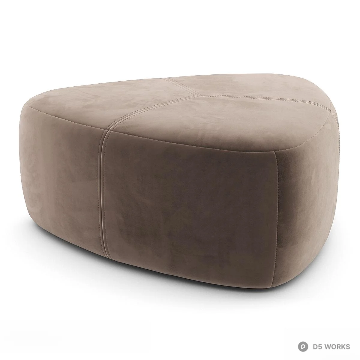 Velvet Upholstered Organic Shape Stool 3d model thumbnail 2