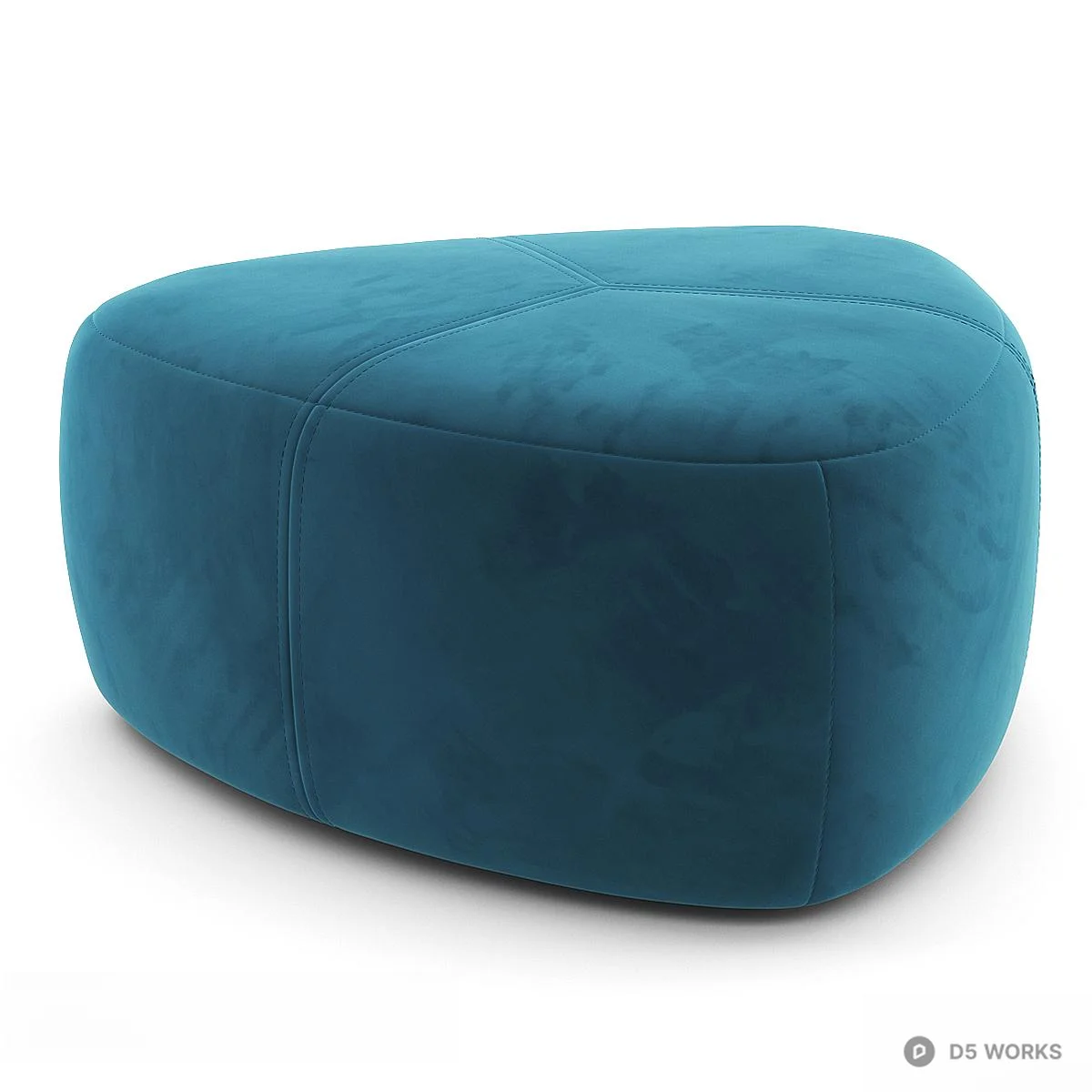 Velvet Upholstered Organic Shape Stool 3d model thumbnail 3