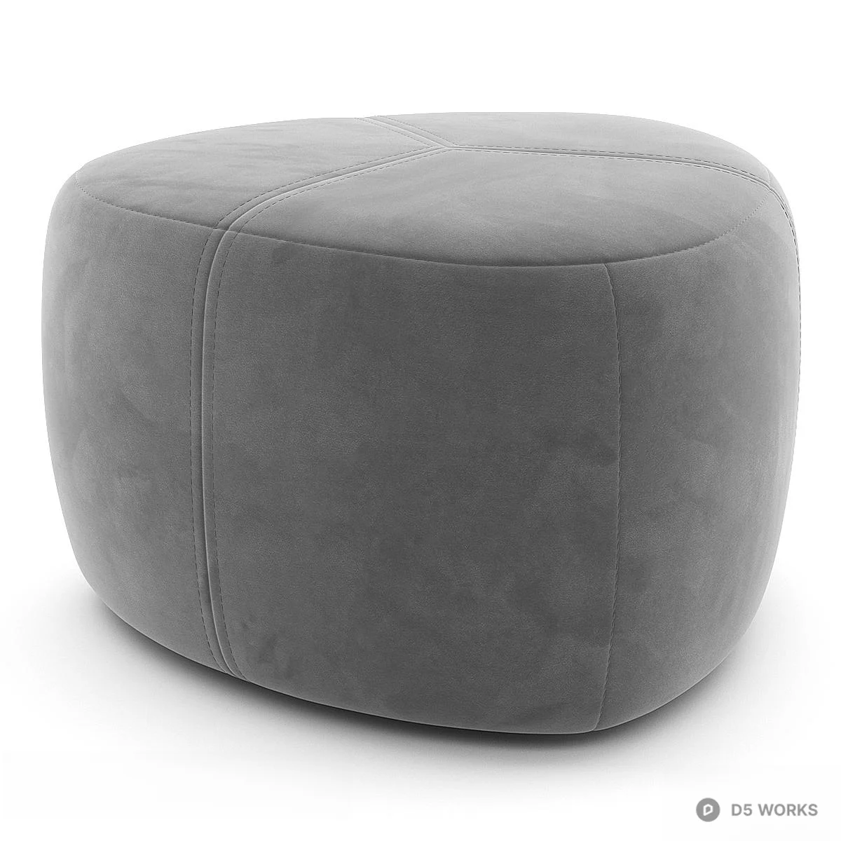 Velvet Upholstered Organic Shape Stool 3d model thumbnail 4