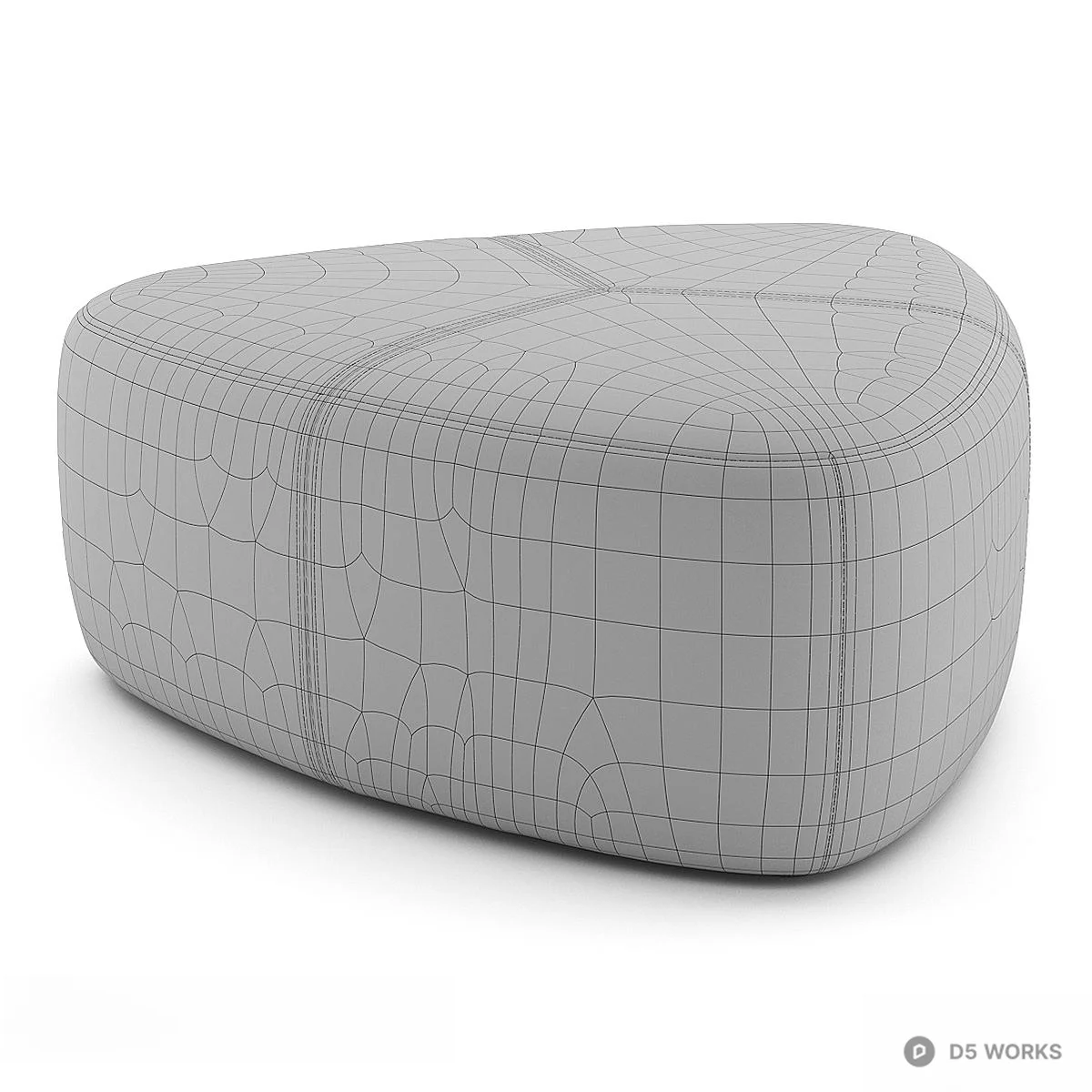 Velvet Upholstered Organic Shape Stool 3d model thumbnail 5