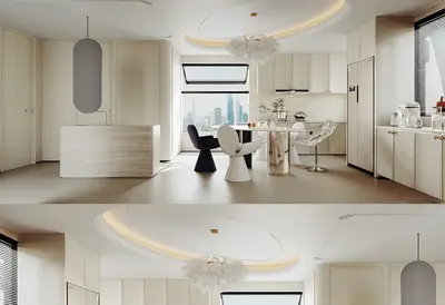 Modern Minimalist Living Dining Space 3d model