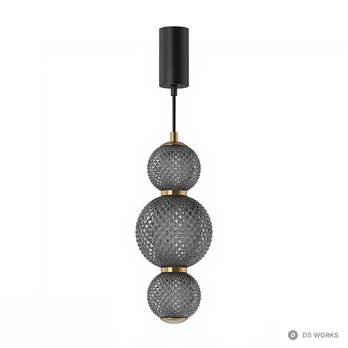 Textured Glass Sphere Pendant Light 3d model thumbnail 2
