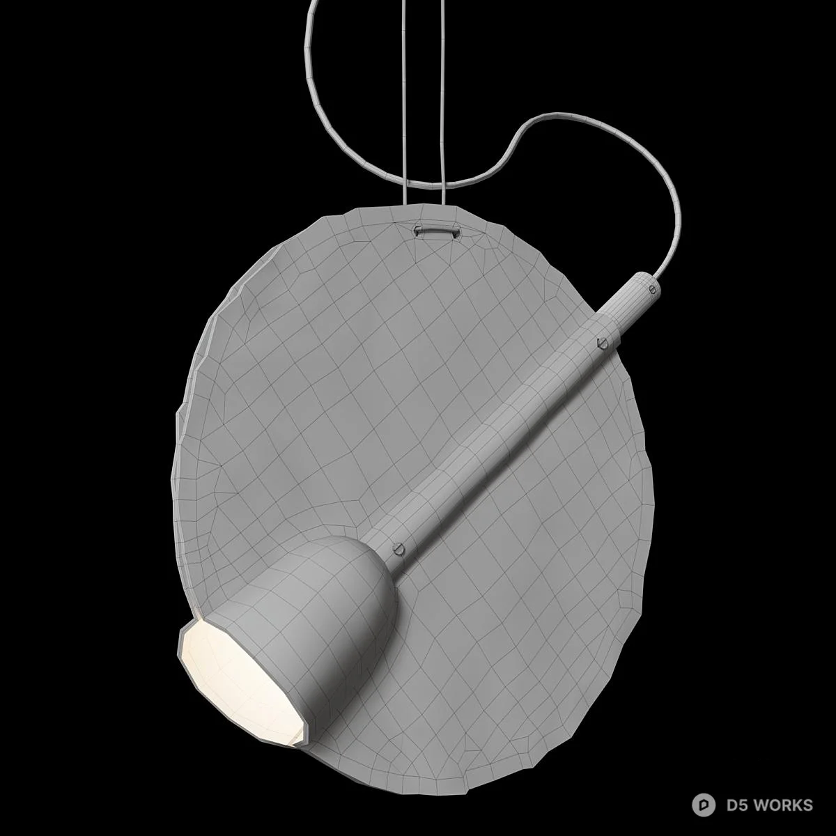 Textured Glass Pendant Lamp With Brass Arm 3d model thumbnail 3