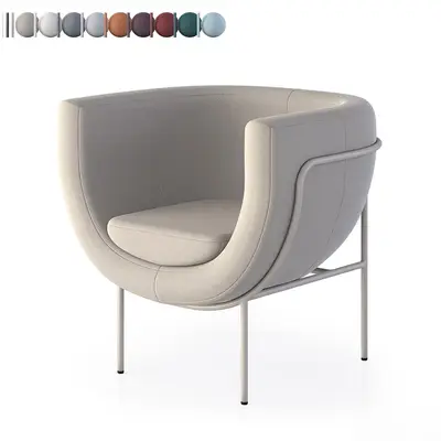 Minimalist Upholstered Armchair With Metal Frame 3d model