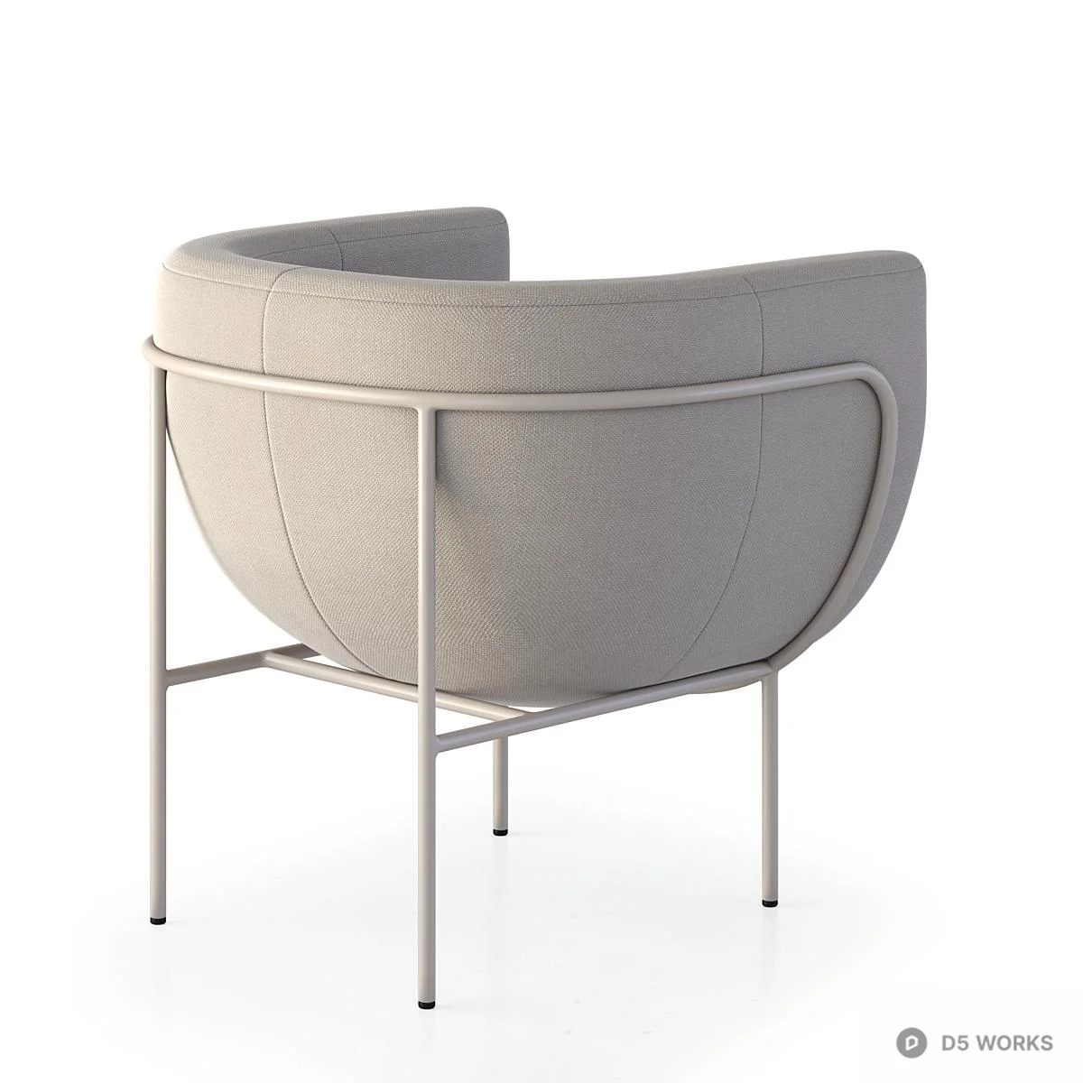 Minimalist Upholstered Armchair With Metal Frame 3d model thumbnail 2