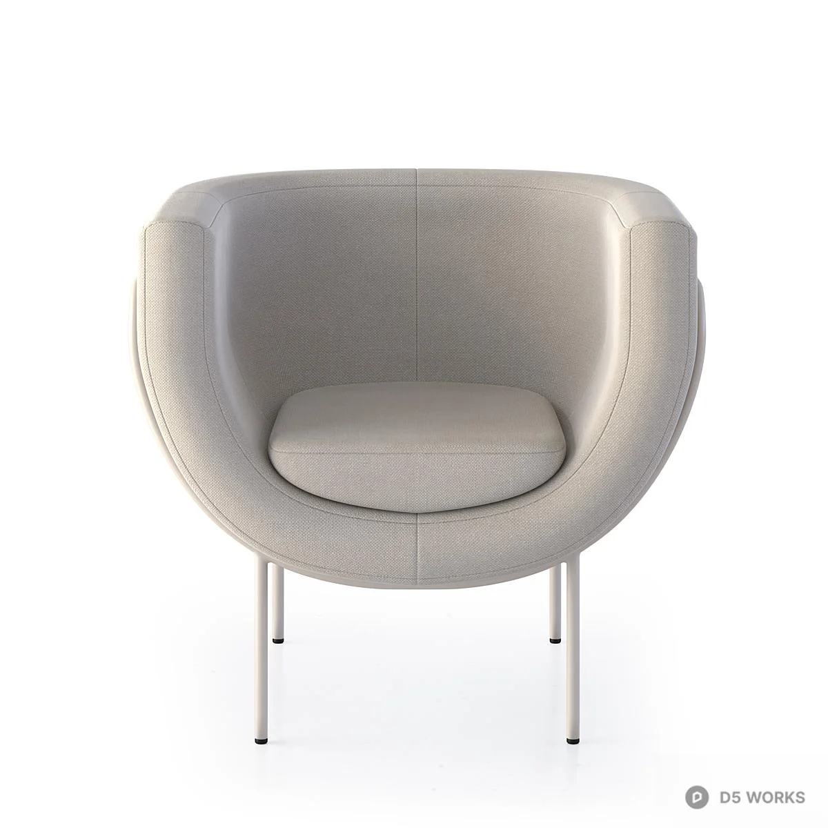 Minimalist Upholstered Armchair With Metal Frame 3d model thumbnail 3