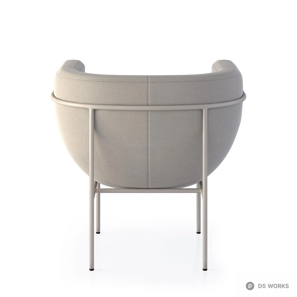 Minimalist Upholstered Armchair With Metal Frame 3d model thumbnail 4