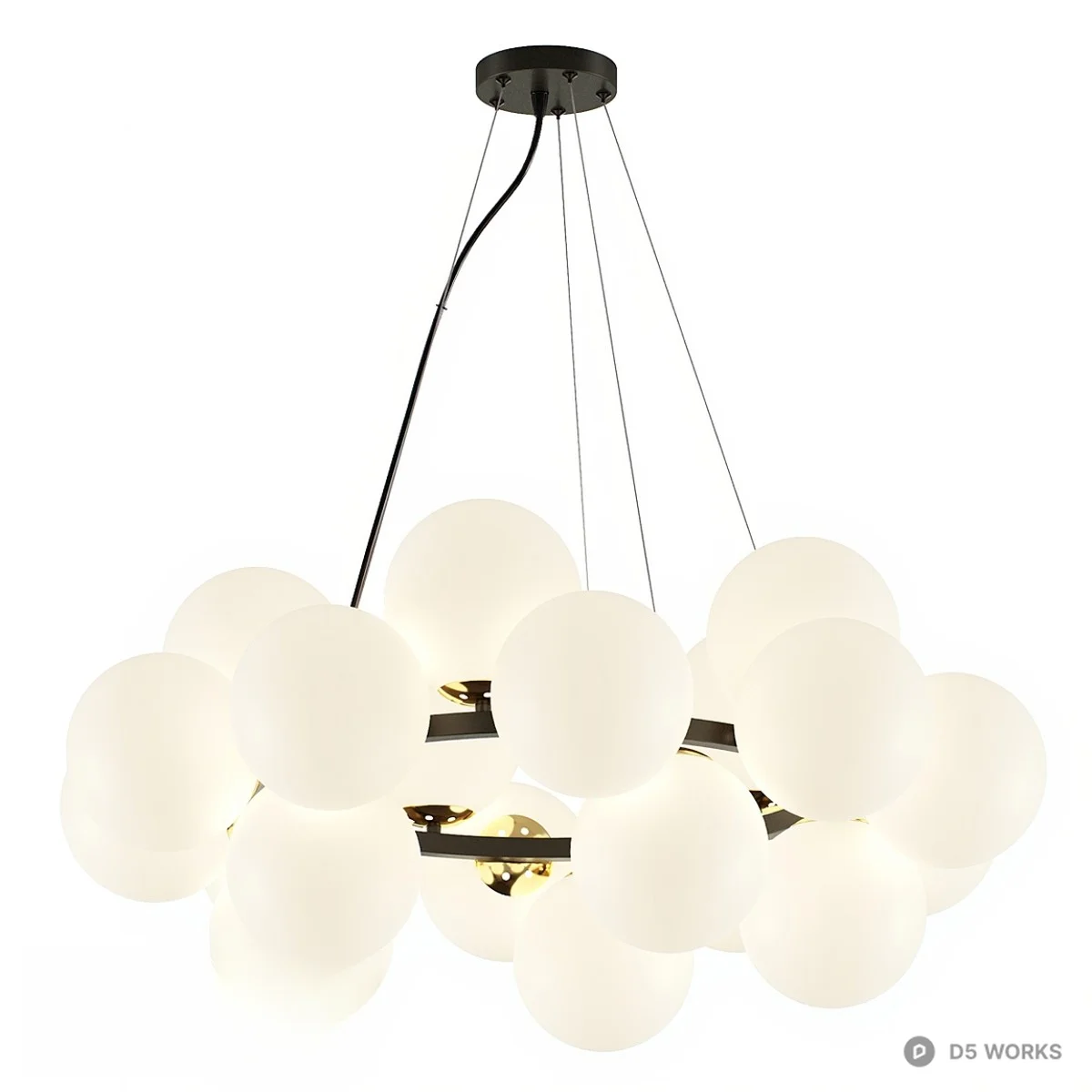 Clustered Frosted Glass Pendant Light 3d model thumbnail 2