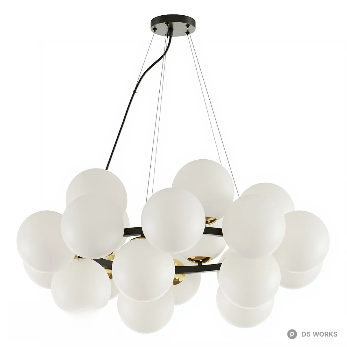 Clustered Frosted Glass Pendant Light 3d model thumbnail 3